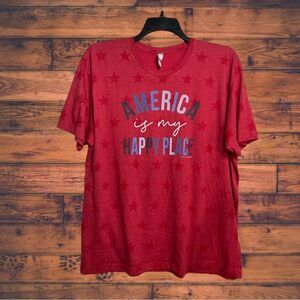 5 for $25🔥Code Five "America Is My Happy Place" Red Stars T-Shirt 2X